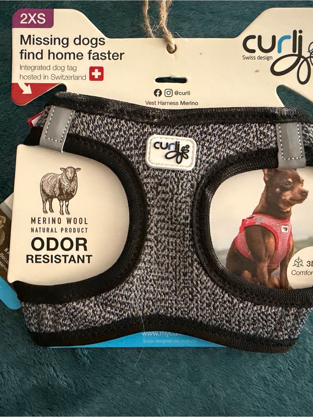 Merino Wool Vest Harness for Small Pets — Gray (2XS)